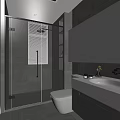 Modern Bathroom Interior Design With Glass Shower Enclosure White Toilet And Vanity With Mirror