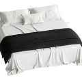 Elegant Modern Double Bed With White Sheets Pillows And Black Blanket 3d model