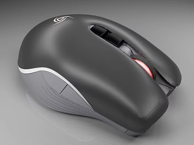 Gaming Computer Mouse with Black Ergonomic Design Red Indicator Light and Modern Shape 3d model