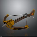 3D Crossbow Model Featuring Orange Brown Components Wooden Metal Parts And Red Emblem