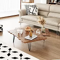 Rustic Wooden Coffee Table With Metal Legs Bowl Of Nuts Dried Pampas Vase And Book
