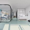 Dental Clinic Room With Green And White Walls Glass Door Dental Chair And Medical Equipment