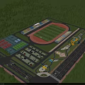 Modern Sports Stadium With Soccer Field Running Track And Seating Areas