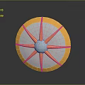 Golden Decorative Wheel With Silver Center And Radiating Spokes