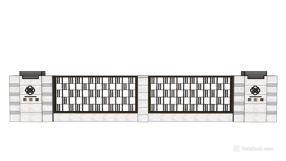 Modern Feature Wall Design With Grille Pattern And Stone Base Details 3d model