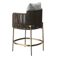 Modern Bar Stools With Wicker Backrest Upholstered Seat And Brass Frame 3d model