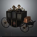 Ornate Black Carriage With Golden Decorations Red Chest Detailed Wheels And Royal Crest