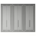 Modern Wardrobe with Light Gray Doors and Long Metal Handles in Minimalist Design