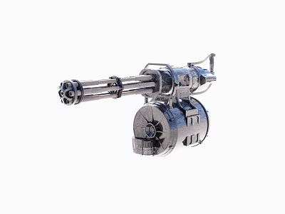 Gatling Gun Weapon With Rotating Barrels Metallic Structure And Mechanical Design 3d model