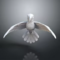 White Bird 3D Model with Spread Wings on Dark Background and Reflection 3d model
