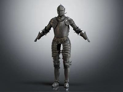 Detailed Medieval Full Body Armor With Helmet And Metallic Protective Plates 3d model