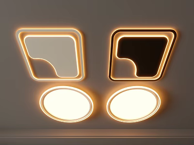 Stylish Contemporary Ceiling Lights With Geometric Frame And Bright LED Glow Design For Home Decor 3d model