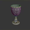 Decorative Ornate Metallic Goblet With Intricate Floral Patterns And Twisted Base
