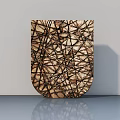 Modern Decorative Ornament Set U Shaped with Interlaced Lines Texture Brown Beige on Smooth Surface 3d model