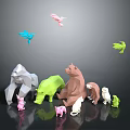 Colorful Polygonal Animal Figurines Collection With Various Species And Bright Designs