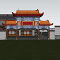 Traditional Chinese Ancient Architecture Classic Gate With Ornate Eaves And Colorful Wooden Carvings