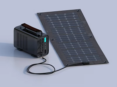 Industrial Solar Power Generation Equipment With Portable Energy Storage Device And Folding Solar Panel 3d model
