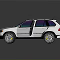 White BMW SUV With Colorful Gradient Windows Open Doors And Silver Wheels