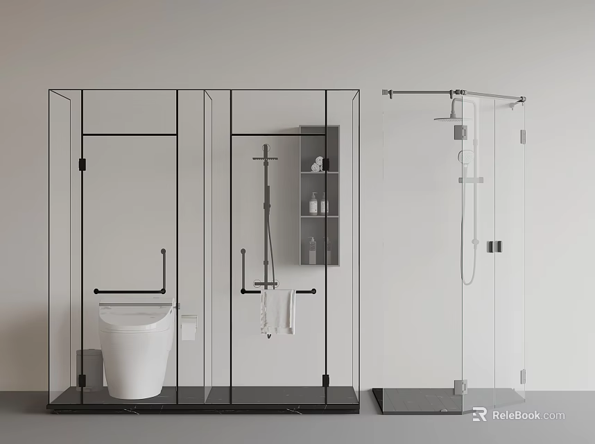 Modern Shower Head In Glass Enclosure With Contemporary Bathroom Design And Sleek Fixtures 3d model 