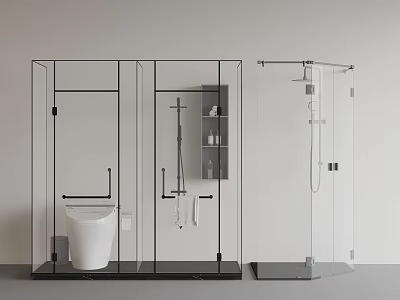 Modern Shower Head In Glass Enclosure With Contemporary Bathroom Design And Sleek Fixtures 3d model