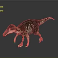 Realistic 3D Dinosaur Model With Brown And White Stripes Standing On Gray Background 3d model