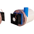 Mechanical Components With White Cylindrical Casing Blue Connectors And Black Pink Parts