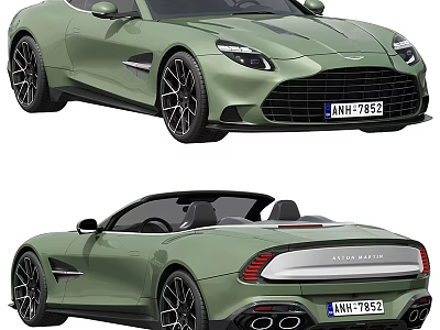 Aston Martin Green Coupe And Convertible Sports Cars With Sleek Exterior Design 3d model