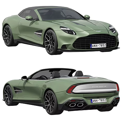 Aston Martin Green Coupe And Convertible Sports Cars With Sleek Exterior Design 3d model