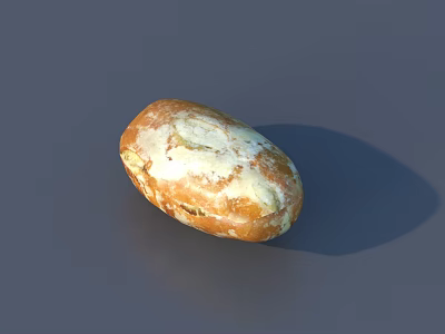 Golden Oval Shaped Bread With White Powdered Coating On Gray Background 3d model