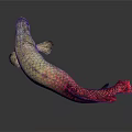 Vibrant Mythical Animal With Scaly Body And Red Fish Tail On White Background
