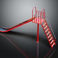 Red Play Equipment Featuring Slide And Ladder With Simple Design For Kids Playground