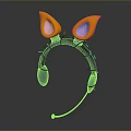 Black Computer Headphones With Orange Glowing Ears Colorful Lights And Microphone