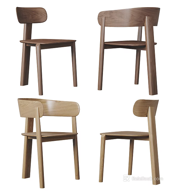 Minimalist Wooden Leisure Chairs With Modern Design And Natural Wood Tones 3d model 