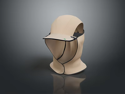 Beige Protective Hood With Transparent Face Shield For Daily Living Supplies 3d model