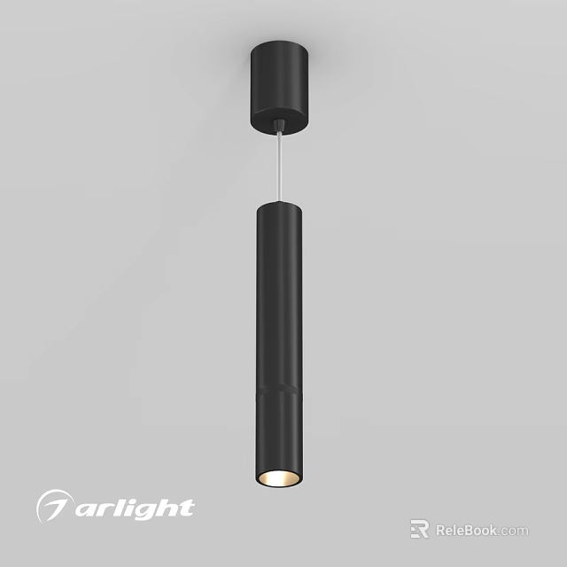 Modern Black Cylinder Pendant Light With Sleek Design And Warm Illumination 3d model 