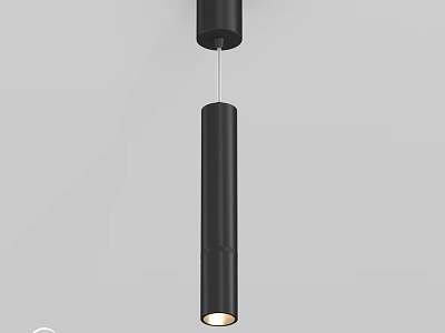 Modern Black Cylinder Pendant Light With Sleek Design And Warm Illumination 3d model