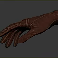 Brown Leather Glove Sculpture Carving with Realistic 3D Rendered Dark Gradient Background