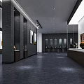 Modern Gallery Interior With Artworks Display Cases Dark Flooring And Lighting