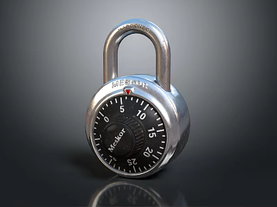 Secure Commercial Combination Padlock With Durable Metal Dial And Business Security Functionality 3d model