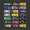 Colorful Race Car Models Arranged Neatly With Various Bright Hues