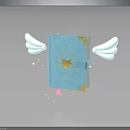 Magical Blue Book With White Wings And Golden Lock Surrounded By Stars And Glowing Halo