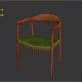 Minimalist Modern Armchair With Wooden Frame Curved Arms And Brown Leather Seat