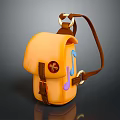Vibrant Orange Casual Backpack With Red Flower Patch Colorful Dots And Leather Straps