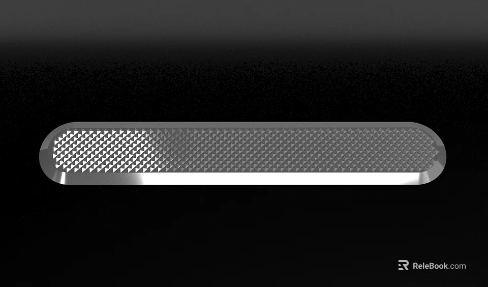 Sleek Metal Strip With Perforated Grid Texture And Silver Edge On Black Background 3d model 