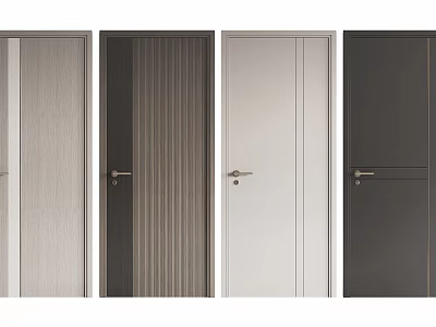 Modern Flush Doors In Various Colors With Wood Grain And Smooth Finishes 3d model