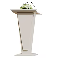 Various Stylish Podium Designs With Floral Decor And Microphone Features