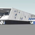 Modern Contemporary Building Design With Geometric Facade And Glass Curtain Walls