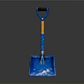 Blue Metal Shovel With Orange Handle And Glossy Head Design
