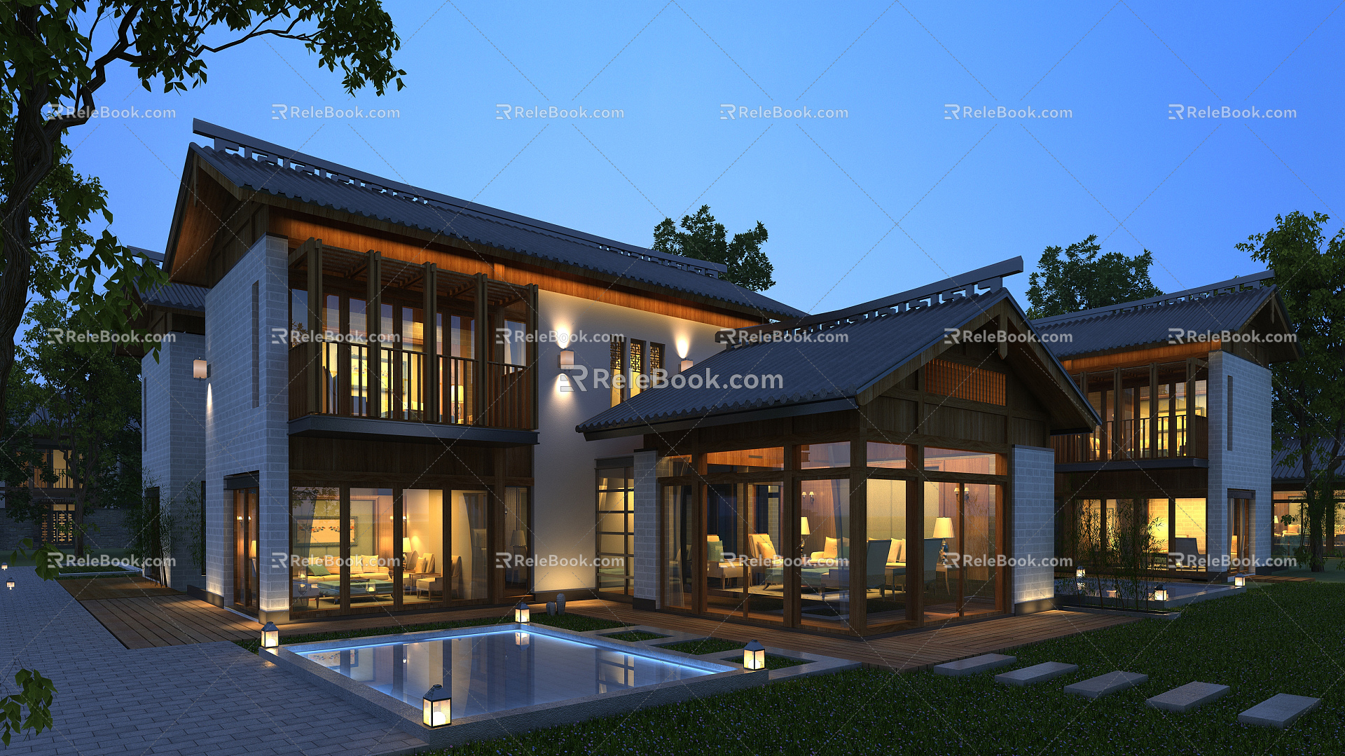 New Chinese-style single-family villa townhouse 3d model