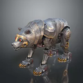 Mechanical Bear 3D Model With Metal Body Red Eyes And Gear Joints